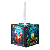 Vijf Afbeelding Glas in lood Kerstmis Decoratie (Achter hoekig)