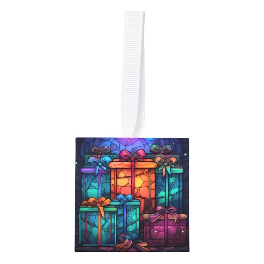 Vijf Afbeelding Glas in lood Kerstmis Decoratie (Voorkant)