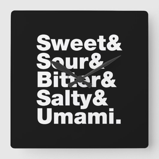 Vijf Basis Smaakjes Vierkante Klok (Voorkant)