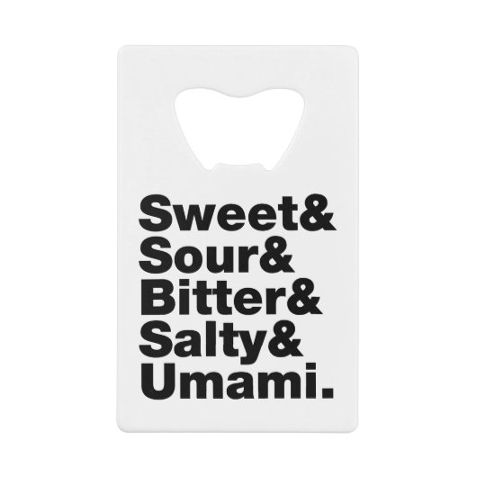 Vijf basistastjes creditkaart flessenopener (Voorkant)