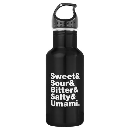 Vijf basistastjes waterfles  (Voorkant)