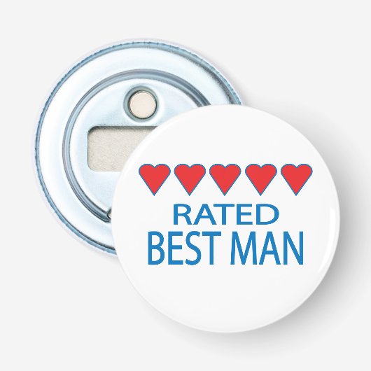 Vijf beste man met hart button flesopener (Voorkant)