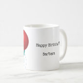 Vijf Birthday-ballonnen, gepersonaliseerd met naam Koffiemok (Voorkant rechts)