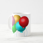 Vijf Birthday-ballonnen, gepersonaliseerd met naam Koffiemok (Voorkant links)