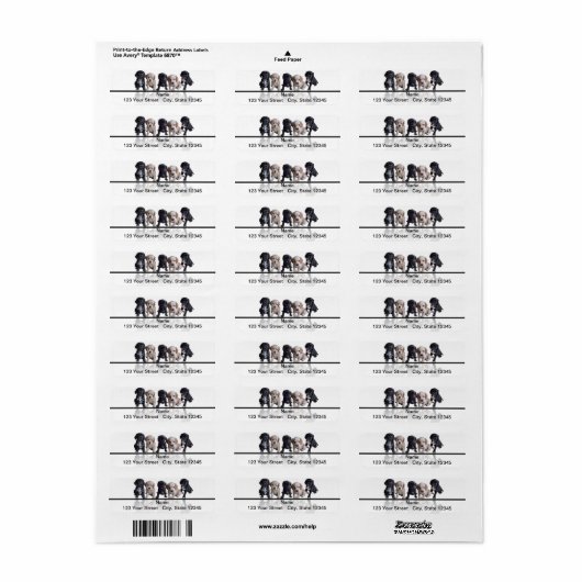 Vijf Black en Tan Cocker Spaniel Puppies Etiket (Full Sheet)