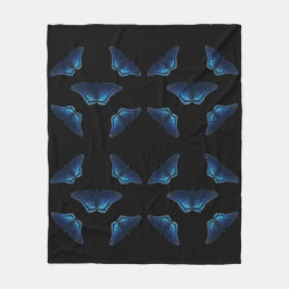 Vijf blauwe vlinders patroon fleece deken