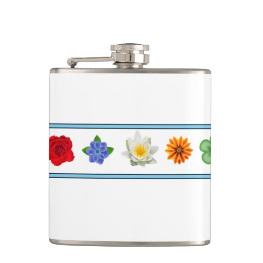 Vijf bloemen heupfles (Voorkant)