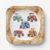 Vijf Boerderij Tractoren Verjaardagsfeest Papieren Bordje (Voorkant)