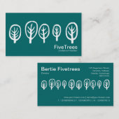 Vijf bomen - wit op Blauwgroen groen Visitekaartje (Voorkant / Achterkant)