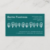 Vijf bomen - wit op Blauwgroen groen Visitekaartje (Achterkant)