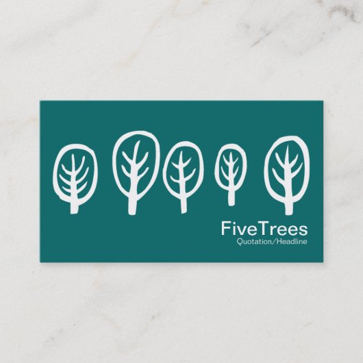 Vijf bomen - wit op Blauwgroen groen Visitekaartje (Voorkant)