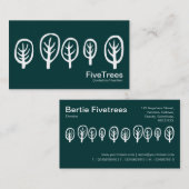 Vijf bomen - wit op donker Blauwgroen Visitekaartje (Voorkant / Achterkant)