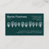 Vijf bomen - wit op donker Blauwgroen Visitekaartje (Achterkant)