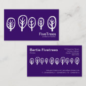 Vijf bomen - wit op donker Paars Visitekaartje (Voorkant / Achterkant)