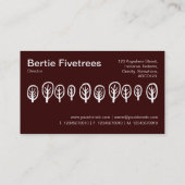 Vijf bomen - wit op donkerbruin visitekaartje (Achterkant)