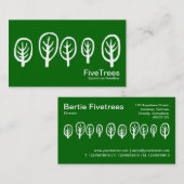 Vijf bomen - wit op groen gras visitekaartje (Voorkant / Achterkant)