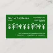 Vijf bomen - wit op groen gras visitekaartje (Achterkant)