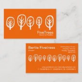 Vijf bomen - wit op Sinaasappel Visitekaartje (Voorkant / Achterkant)