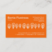 Vijf bomen - wit op Sinaasappel Visitekaartje (Achterkant)