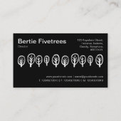 Vijf bomen - wit op zwart visitekaartje (Achterkant)