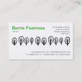 Vijf bomen - zwart op wit visitekaartje (Achterkant)