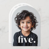 Vijf boogfoto 5e verjaardag kaart (Voorkant / Achterkant)