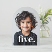 Vijf boogfoto 5e verjaardag kaart (Staand voorkant)