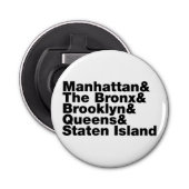 Vijf Boroughs ~ New York City Button Flesopener (Voorkant)