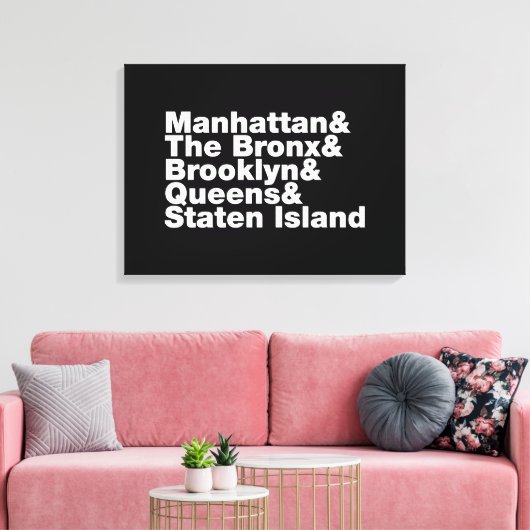 Vijf Boroughs ~ New York City Canvas Afdruk (Insitu (Woonkamer))