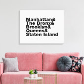 Vijf Boroughs ~ New York City Canvas Afdruk (Insitu (Woonkamer))