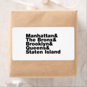 Vijf Boroughs ~ New York City Etiket (Insitu)