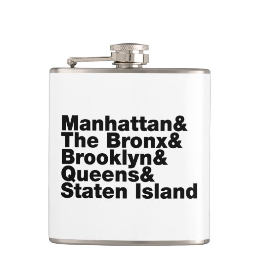 Vijf Boroughs ~ New York City Heupfles (Voorkant)