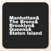 Vijf Boroughs ~ New York City Kartonnen Onderzetters (Voorkant)
