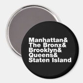 Vijf Boroughs ~ New York City Magneet (Voorkant / Achterkant)