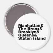 Vijf Boroughs ~ New York City Magneet (Voorkant / Achterkant)