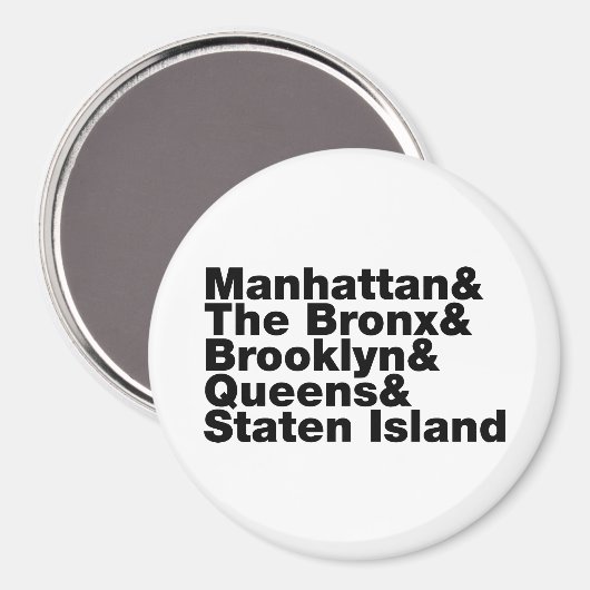 Vijf Boroughs ~ New York City Magneet (Voorkant / Achterkant)