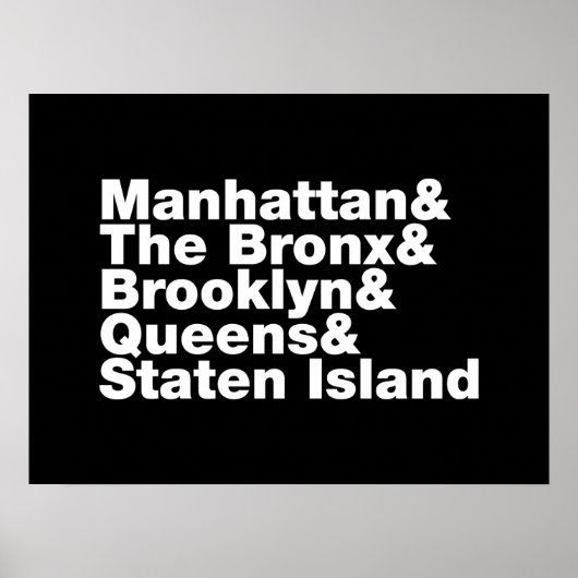 Vijf Boroughs ~ New York City Poster (Voorkant)