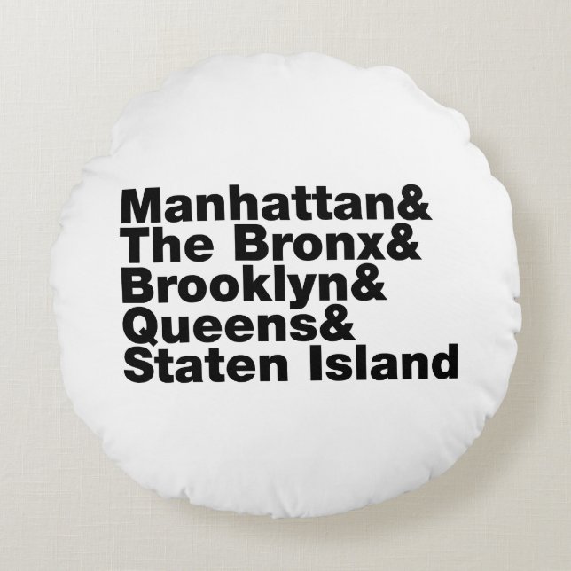 Vijf Boroughs ~ New York City Rond Kussen (Voorkant)