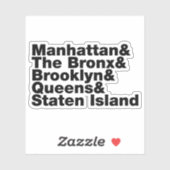 Vijf Boroughs ~ New York City Sticker (Vel)