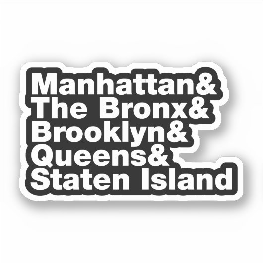 Vijf Boroughs ~ New York City Sticker (Voorkant)