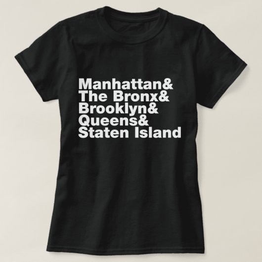 Vijf Boroughs ~ New York City T-shirt (Design voorkant)