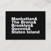 Vijf Boroughs ~ New York City Visitekaartje (Achterkant)