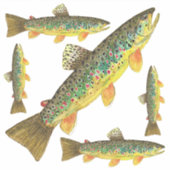 Vijf Bruine forel op dezelfde pagina van Sticker (Voorkant)