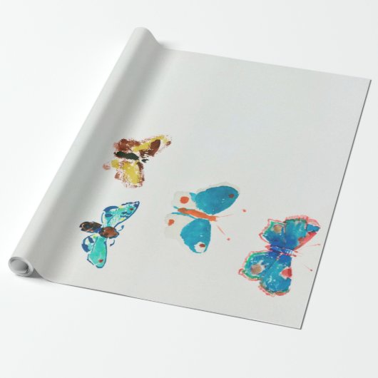 Vijf Butterflies, Redon Cadeaupapier (Uitgerold)