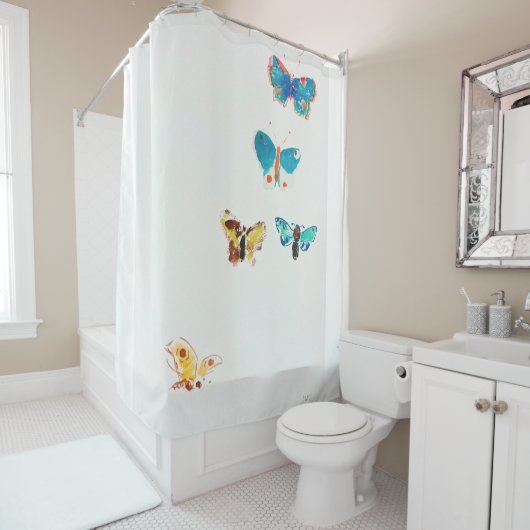 Vijf Butterflies, Redon Douchegordijn (In situ)