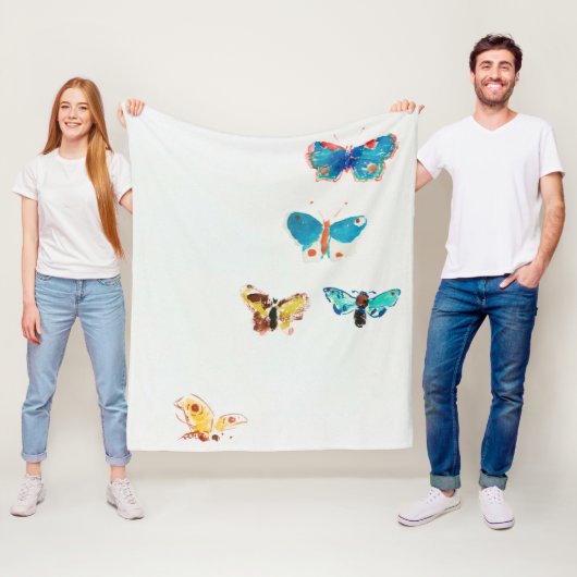 Vijf Butterflies, Redon Fleece Deken (In situ)