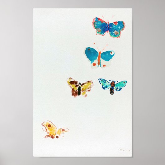Vijf Butterflies, Redon Poster (Voorkant)