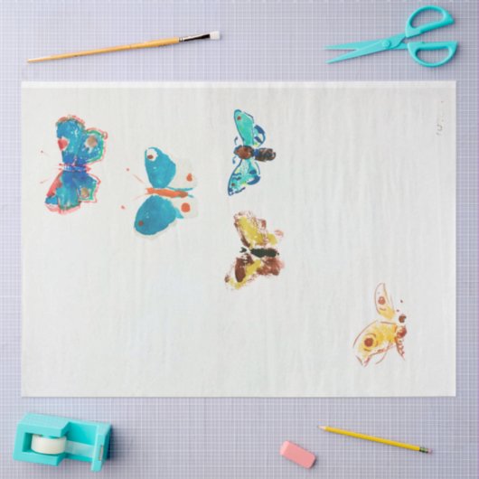 Vijf Butterflies, Redon Tissuepapier (Craft)