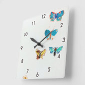 Vijf Butterflies, Redon Vierkante Klok (Hoek)