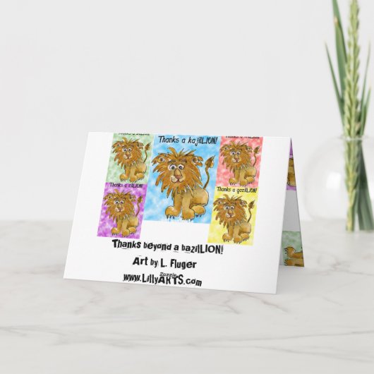 Vijf Cartoons leeuwen Hartelijk dank Bedankkaart (Achterkant)